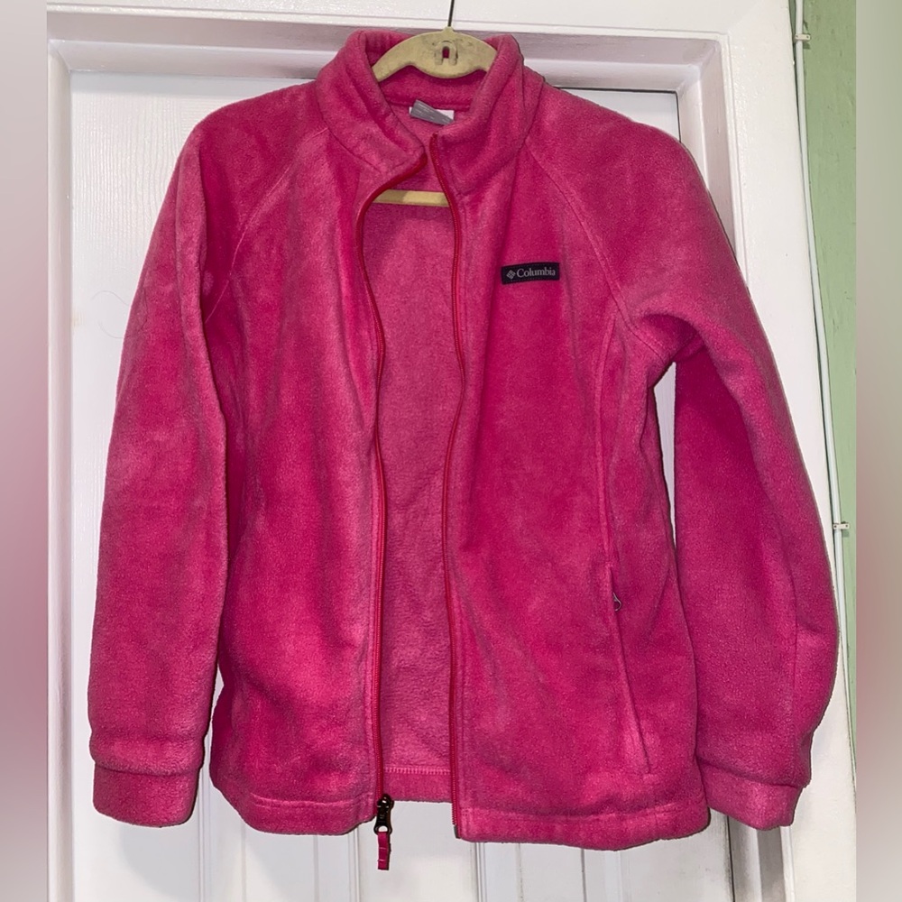 Columbia Zip up Jacket Pink Fleece Youth/girls Xtra Large 18/20 or women’s S/M